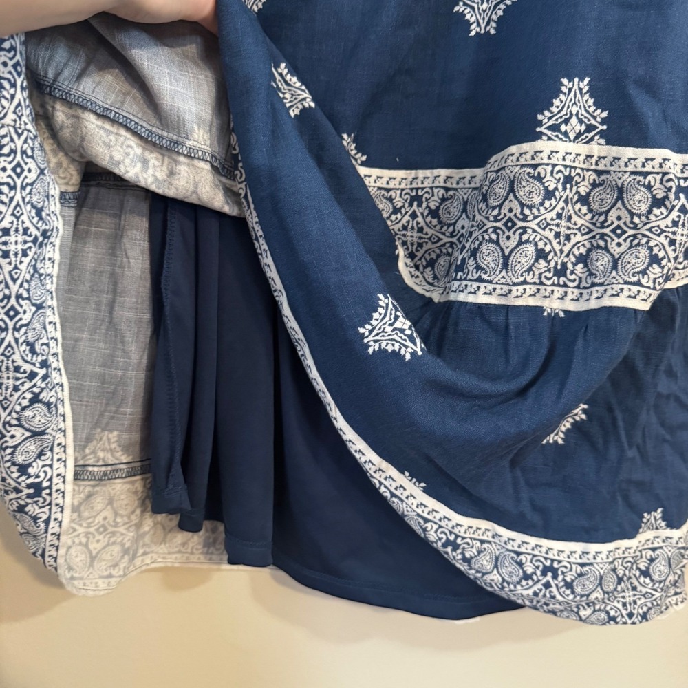Lucky Brand Blue Medallion Print Maxi Dress, XL, Smocked Back, Pockets‎ - Picture 11 of 14